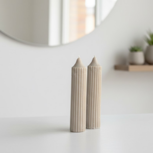 Beige Medium Textured Taper Scented Soy Candle