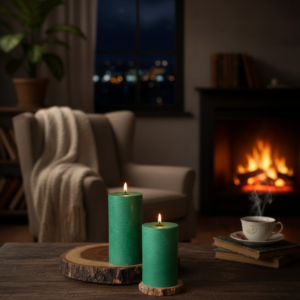 Green Pillar Unscented Soy Candle