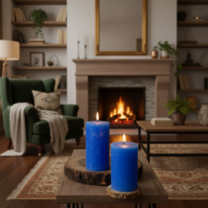 Indigo Pillar Unscented Paraffin Candle