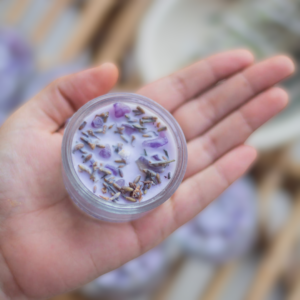Lavender Buds + Amethyst + Lavender colour Scented Soy Wax Tealight Candle