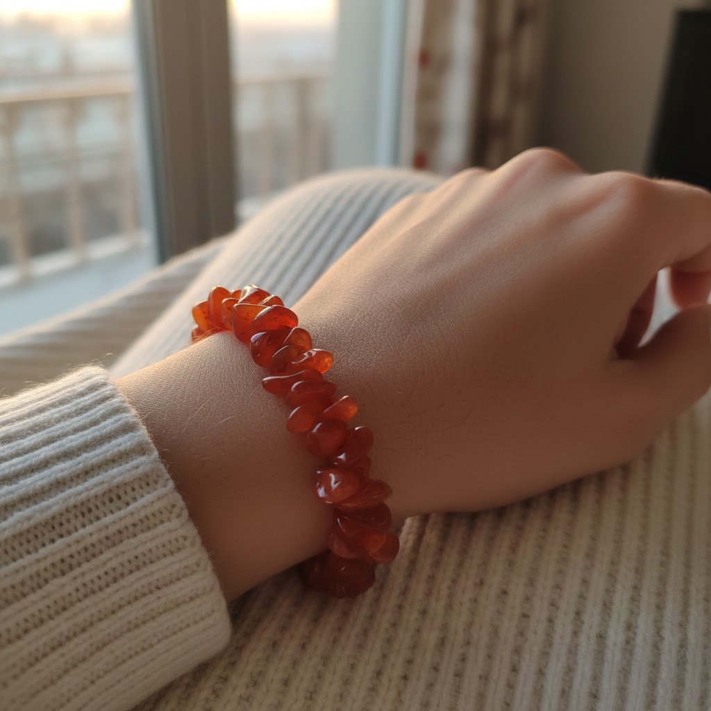 Orange Carnelian Chips Bracelet