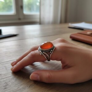 Orange Carnelian fine Silver Ring