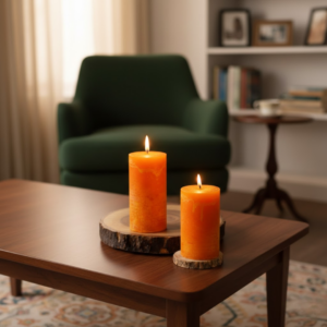 Orange Pillar Unscented Paraffin Candle