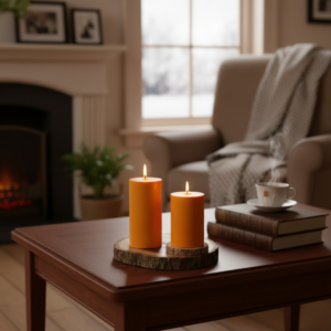 Orange Pillar Unscented Soy Candle