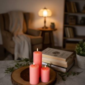 Pink Pillar Unscented Candle