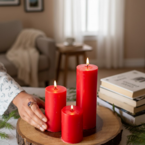 Red Pillar Unscented Candle