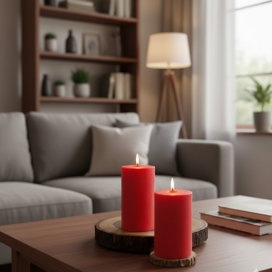 Red Pillar Unscented Soy Candle