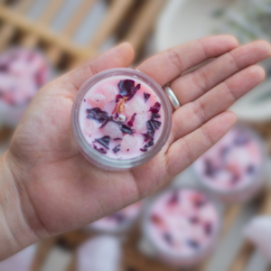 Rose Petals + Rose Quartz + Pink Scented Soy Wax Tealight Candles