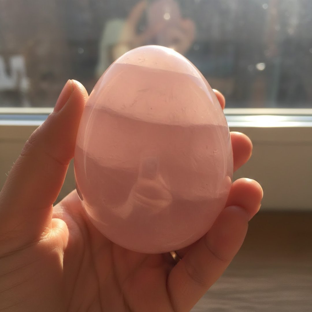 Rose Quartz Large Egg Carving