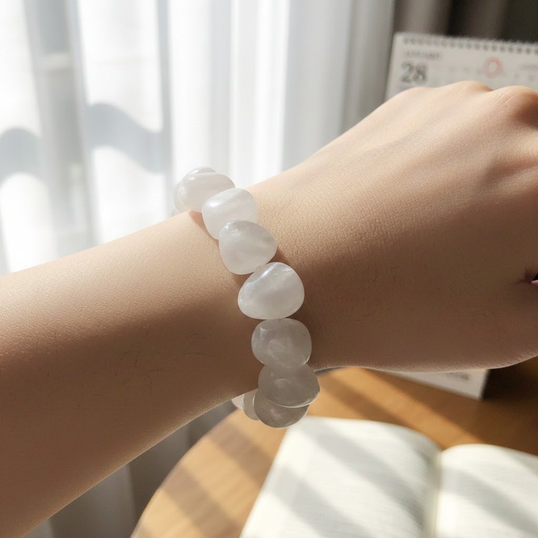 Selenite Tumble Bracelet (Satin Spar Selenite)