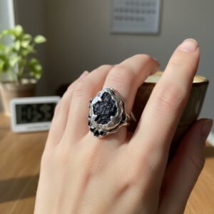 Tektite fine Silver Ring