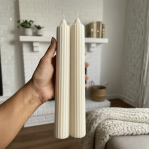 White Long Textured Taper Candle