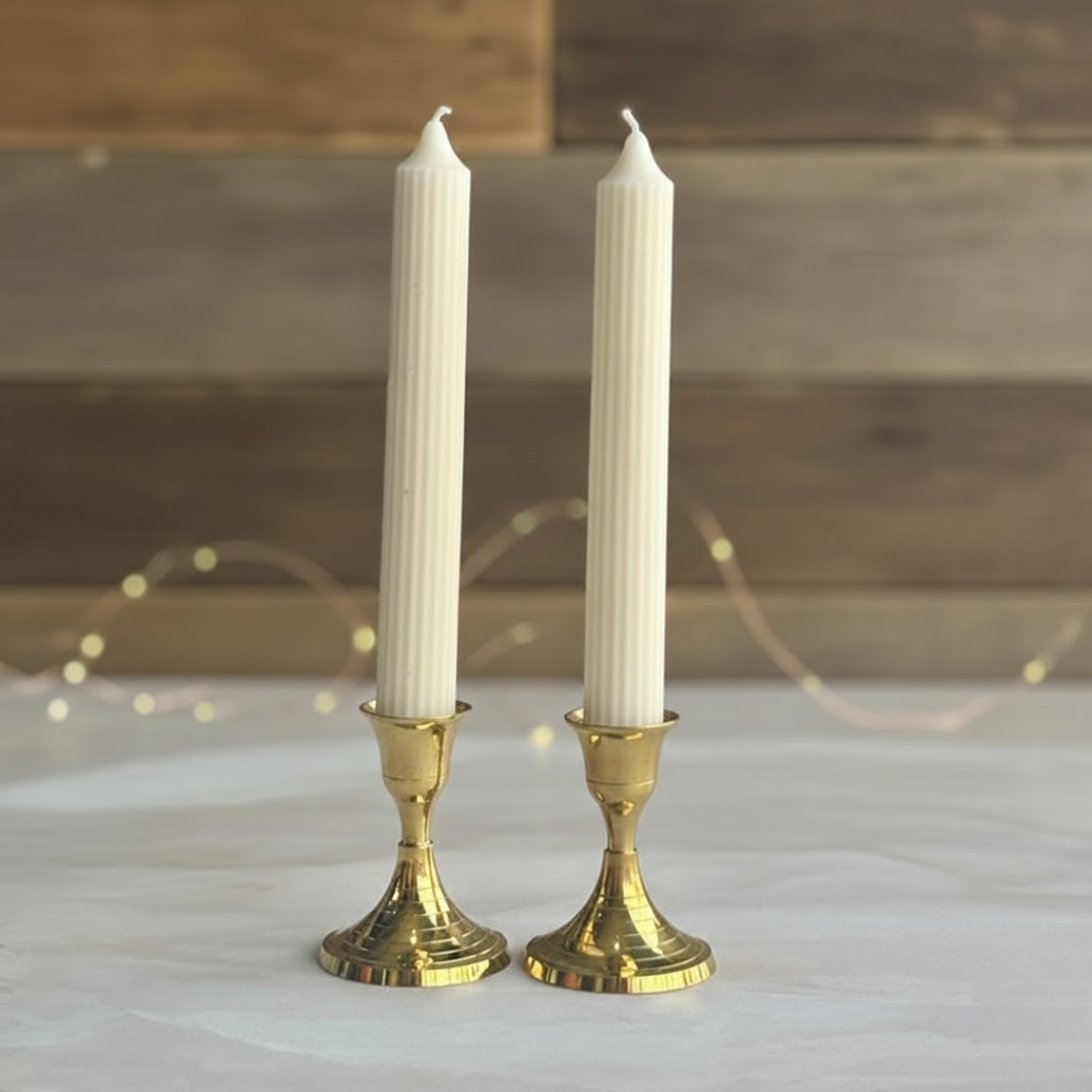 White Medium Texture Taper Soy Candle